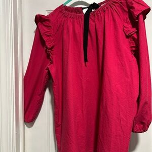 LOFT Vibrant Pink Ruffle Blouse